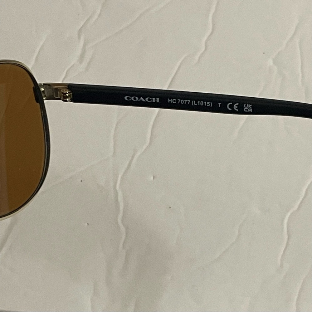 Coach Aviator Style Light Gold Sunglasses Brown Lenses with Turquoise Case - Picture 7 of 11